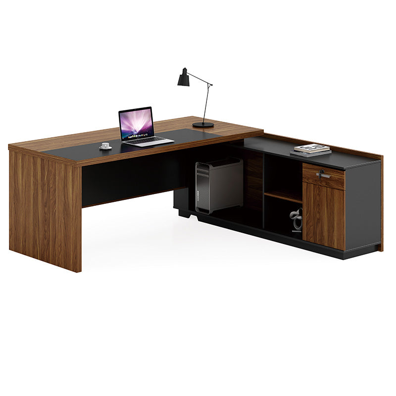 Birou pe colt dreapta Oscar, nuc - antracit, 200x180x76 cm