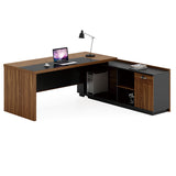 Birou pe colt dreapta Oscar, nuc - antracit, 200x180x76 cm