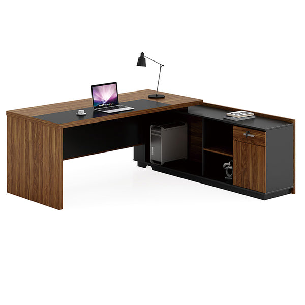 Birou pe colt dreapta Oscar, nuc - antracit, 200x180x76 cm