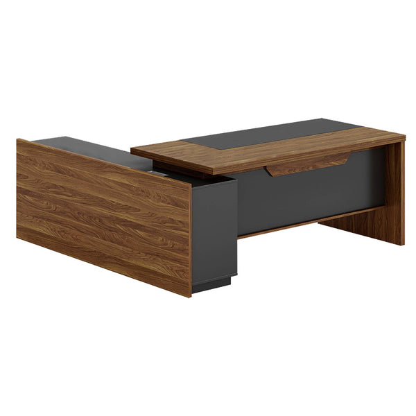 Birou pe colt dreapta Oscar, nuc - antracit, 200x180x76 cm