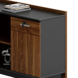 Birou pe colt dreapta Oscar, nuc - antracit, 200x180x76 cm