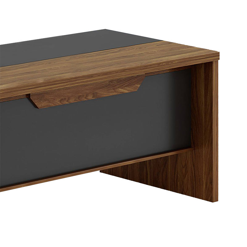 Birou pe colt dreapta Oscar, nuc - antracit, 200x180x76 cm