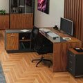 Birou pe colt stanga Oscar nuc - antracit 200x180x76cm