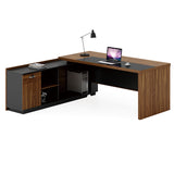 Birou pe colt stanga Oscar, nuc - antracit, 200x180x76 cm