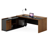 Birou pe colt stanga Oscar, nuc - antracit, 200x180x76 cm, imagine suplimentara