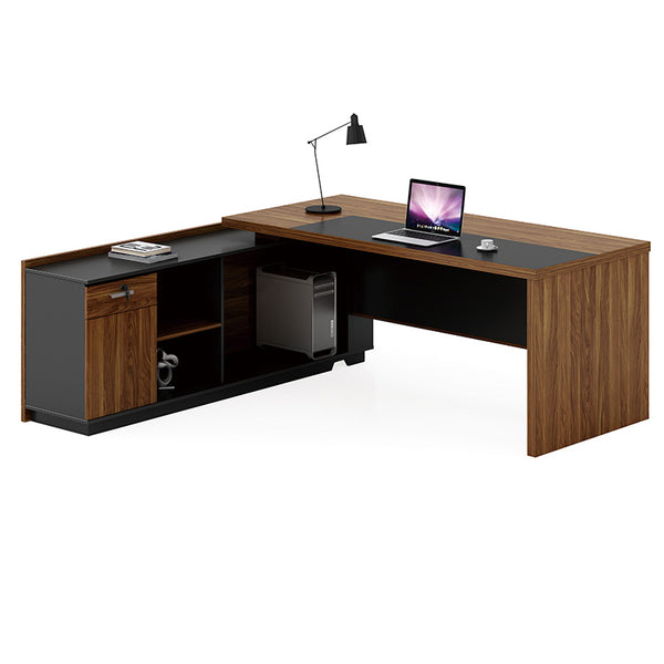 Birou pe colt stanga Oscar, nuc - antracit, 200x180x76 cm