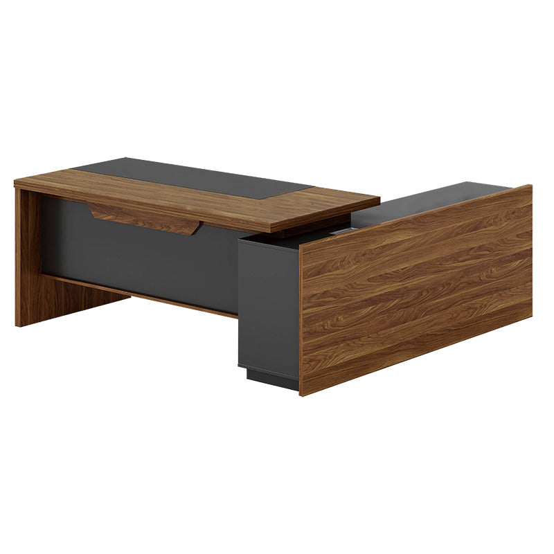 Birou pe colt stanga Oscar, nuc - antracit, 200x180x76 cm