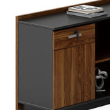 Birou pe colt stanga Oscar, nuc - antracit, 200x180x76 cm
