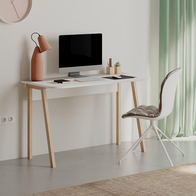 Birou Malia, 120x60x75 cm - Alb-Natural-Latte