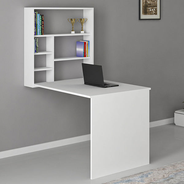 Birou pliabil montat pe perete Ravin, alb, 63x90x154 cm