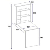 Birou pliabil montat pe perete Ravin, alb, 63x90x154 cm, perspectiva suplimentara