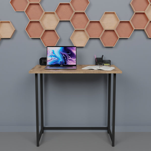 Birou pliabil Thox stejar-metal, negru, 80x50x72 cm