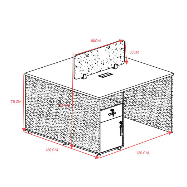 Birou profesional 2 locuri Dakota, lemn, nuc-antracit, 120x120x76 cm