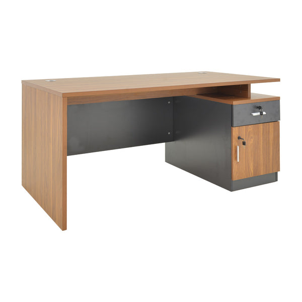 Birou profesional cu functie de organizare Oscar, Lemn, Nuc/Gris închis, 150x80x76 cm