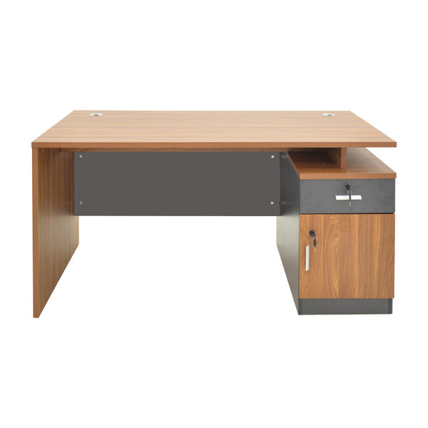 Birou profesional cu functie de organizare Oscar, Lemn, Nuc/Gris închis, 150x80x76 cm