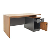 Birou profesional cu functie de organizare Oscar, Lemn, Nuc/Gris închis, 150x80x76 cm, detaliu produs