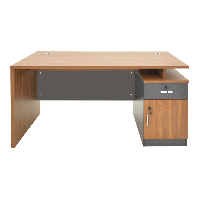 Birou profesional cu spatiu de munca Oscar, Nuanta nuc-gri închis, lemn, 180x90x76 cm