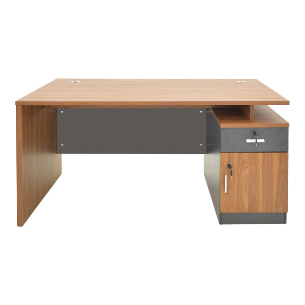 Birou profesional cu spatiu de munca Oscar, Nuanta nuc-gri închis, lemn, 180x90x76 cm