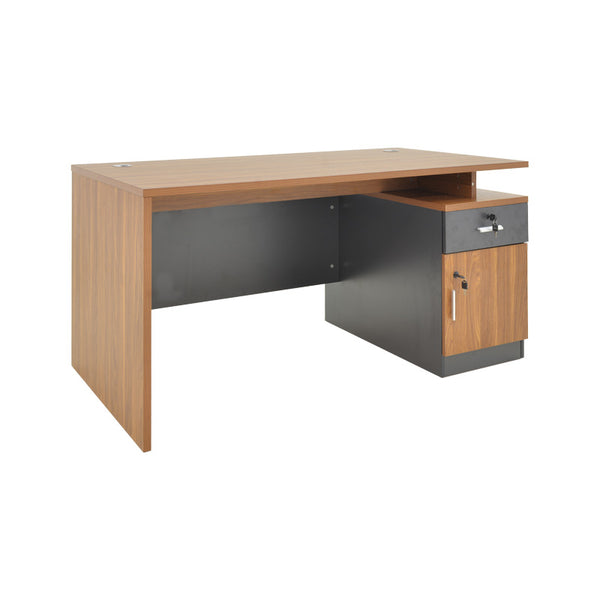 Birou profesional cu suport pentru documente Oscar, Lemn, nuc/Gri închis, 120x70x76 cm