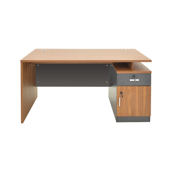 Birou profesional cu suport pentru documente Oscar, Lemn, nuc/Gri închis, 120x70x76 cm