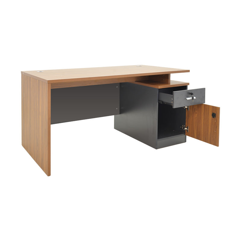 Birou profesional cu suport pentru documente Oscar, Lemn, nuc/Gri închis, 120x70x76 cm