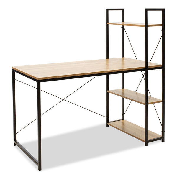 Birou Ramon cu biblioteca reversibile, Stejar - Negru, 122x64x120 cm