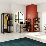 Birou Ramon cu biblioteca reversibile, Stejar - Negru, 122x64x120 cm
