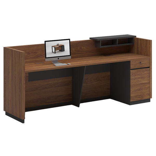 Birou receptie Oscar, Nuc - Antracit, 180x76x65 cm