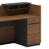 Birou receptie Oscar, Nuc - Antracit, 180x76x65 cm, detaliu produs