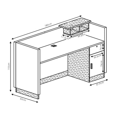 Birou receptie Oscar, Nuc - Antracit, 180x76x65 cm, foto produs