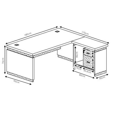 Birou reversibil Oscar, nuc- gri, 180x170x76 cm, foto produs