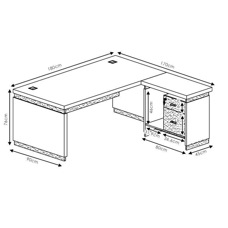 Birou reversibil Oscar, nuc- gri, 180x170x76 cm, foto produs