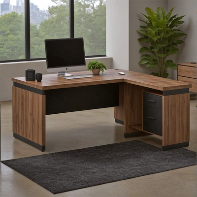Birou reversibil Oscar nuc- gri 200x100x76 cm