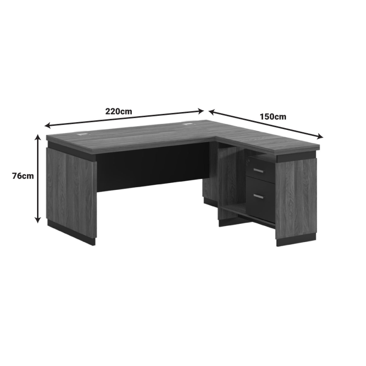 Birou reversibil Oscar, nuc- gri, 200x100x76 cm