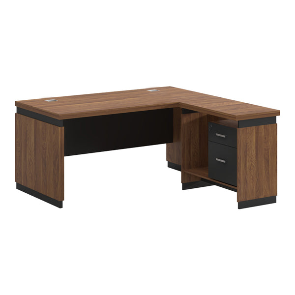 Birou reversibil Oscar, nuc- gri, 220x105x76 cm