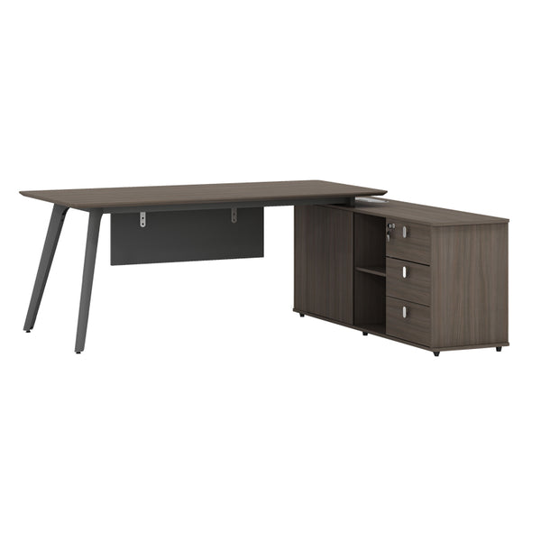 Birou reversibil profesional Denith, Gri nuc, 200x160x75 cm