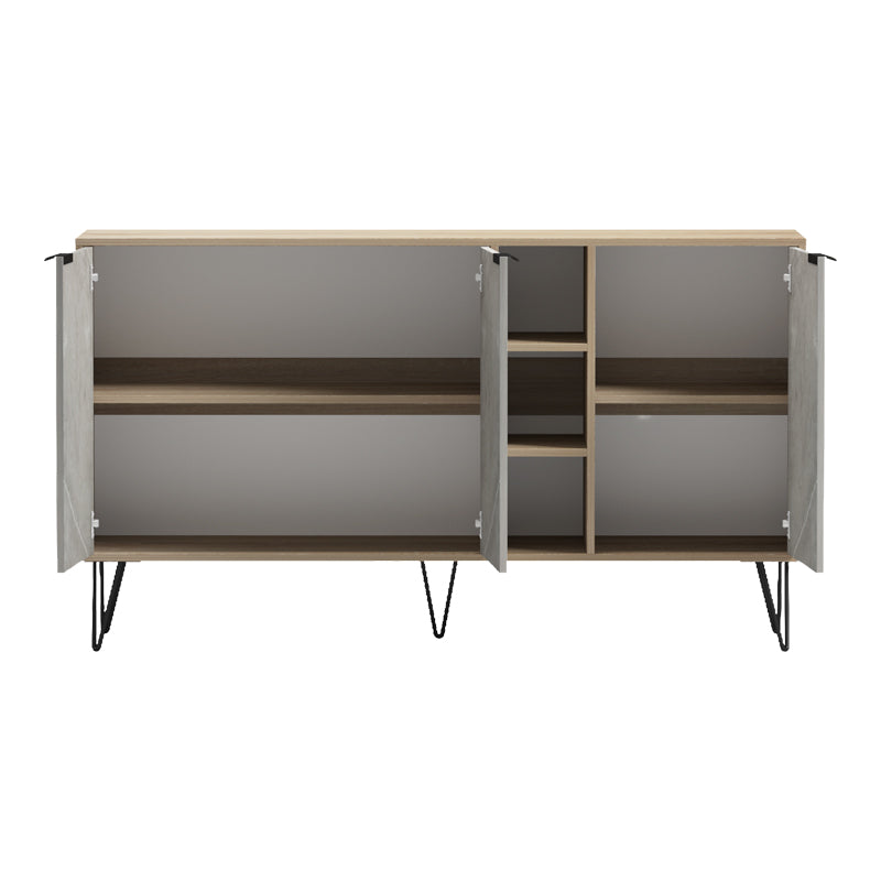 Bufet Balain, Lemn, 142x36x83 cm - Sonoma-Marmura Bej
