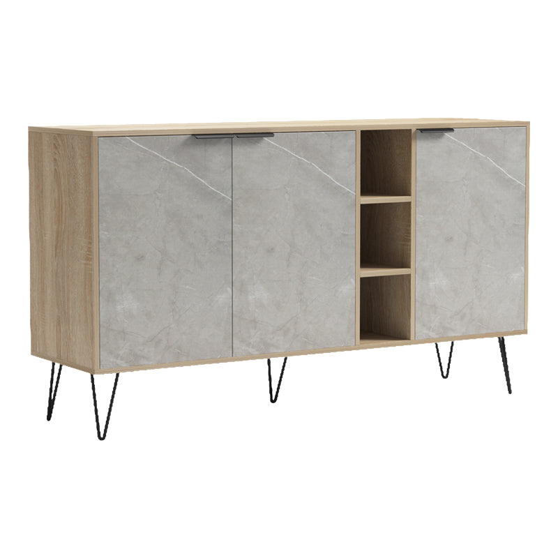 Bufet Balain, Lemn, 142x36x83 cm - Sonoma-Marmura Bej