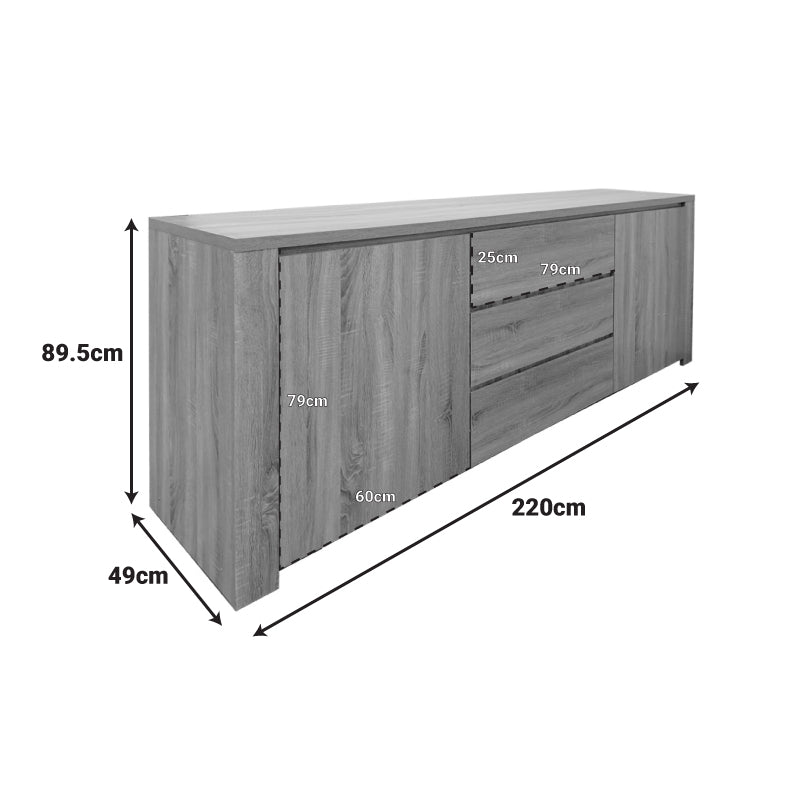 Comoda Kalya, Diverse culori, 220x49x89 cm - Antracit