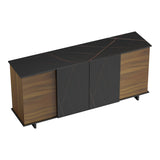 Bufet cu functie de depozitare Zafore, Lemn, Nuc/Marble Negru, 180x45x80 cm