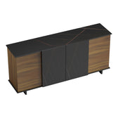 Bufet cu functie de depozitare Zafore, Lemn, Nuc/Marble Negru, 180x45x80 cm, detaliu produs