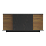 Bufet cu functie de depozitare Zafore, Lemn, Nuc/Marble Negru, 180x45x80 cm
