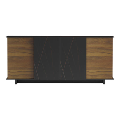 Bufet cu functie de depozitare Zafore, Lemn, Nuc/Marble Negru, 180x45x80 cm, perspectiva suplimentara