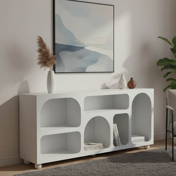 Bufet cu rafturi Emersi, Alb, 164x34x76 cm