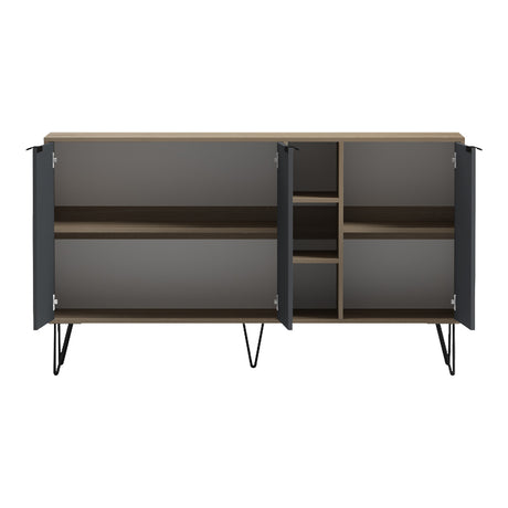 Bufet cu spațiu de depozitare Balain, Modern, Lemn, Sonoma-Antracit, 142x36x83 cm