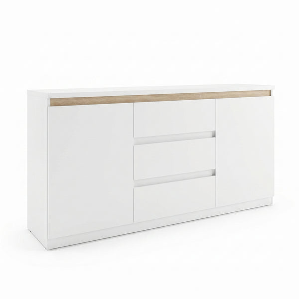 Bufet cu spatiu de depozitare Chiemo, Lemn, Alb, 160x40x93 cm
