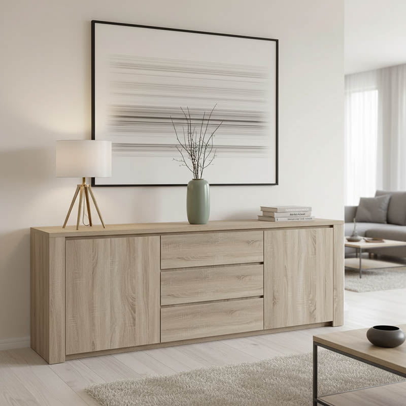 Comoda Kalya, Diverse culori, 220x49x89 cm - Stejar