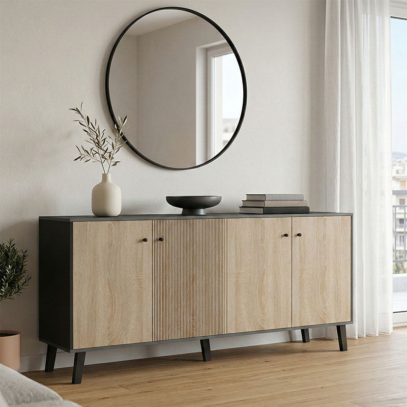 Bufet cu spațiu de depozitare Tuscany, Modern, Lemn, SONOMA -ANTHRACITE, 180x40x79 cm