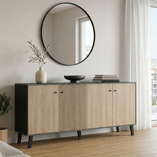 Bufet cu spațiu de depozitare Tuscany, Modern, Lemn, SONOMA -ANTHRACITE, 180x40x79 cm