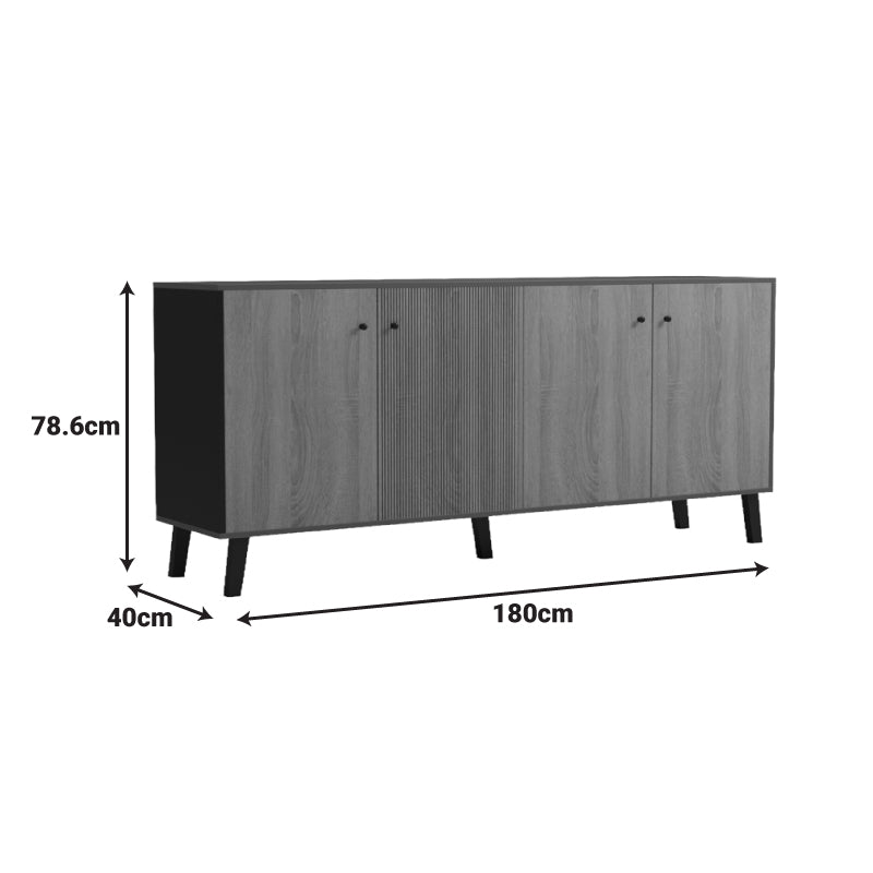 Bufet cu spațiu de depozitare Tuscany, Modern, Lemn, SONOMA -ANTHRACITE, 180x40x79 cm